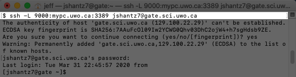 Establishing an SSH tunnel