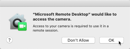Granting permission to access the local webcam