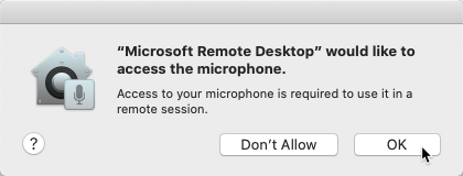 Granting permission to access the local microphone