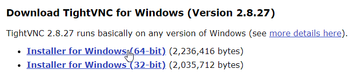 TightVNC installation