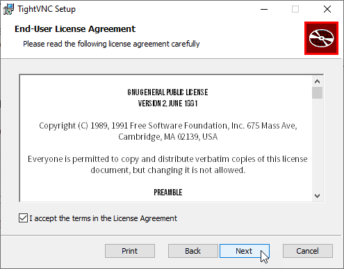 TightVNC installation
