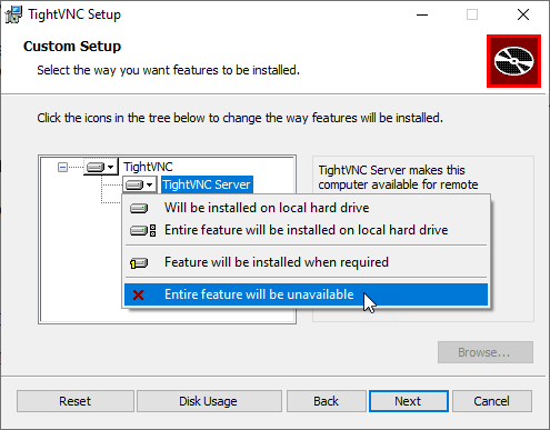 TightVNC installation