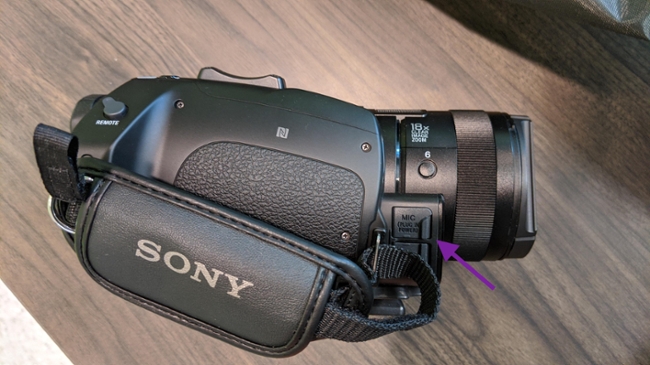 Right Side of Camera, showing audio connection