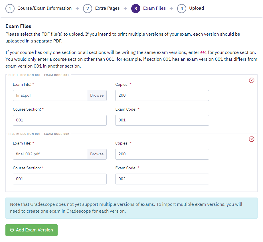 Exam Preflight Tool - Step 3 - Adding Multiple Files