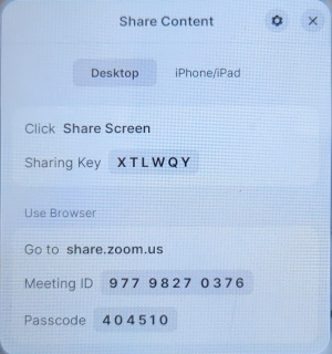 TC Panel Share Content menu